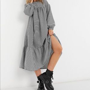 ASOS oversized smock dress in black and white